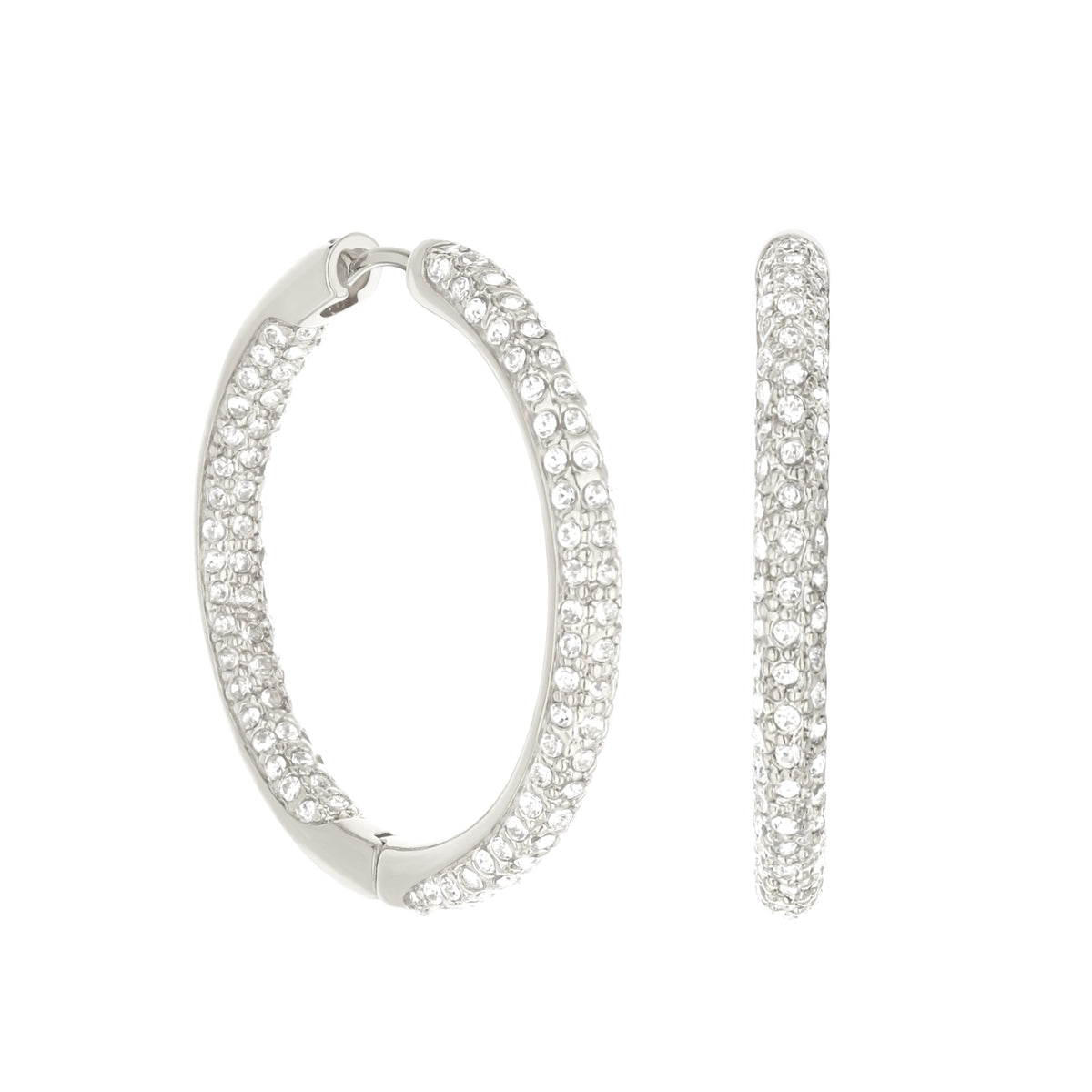 Pave Hoop Earrings — Domed Huggie