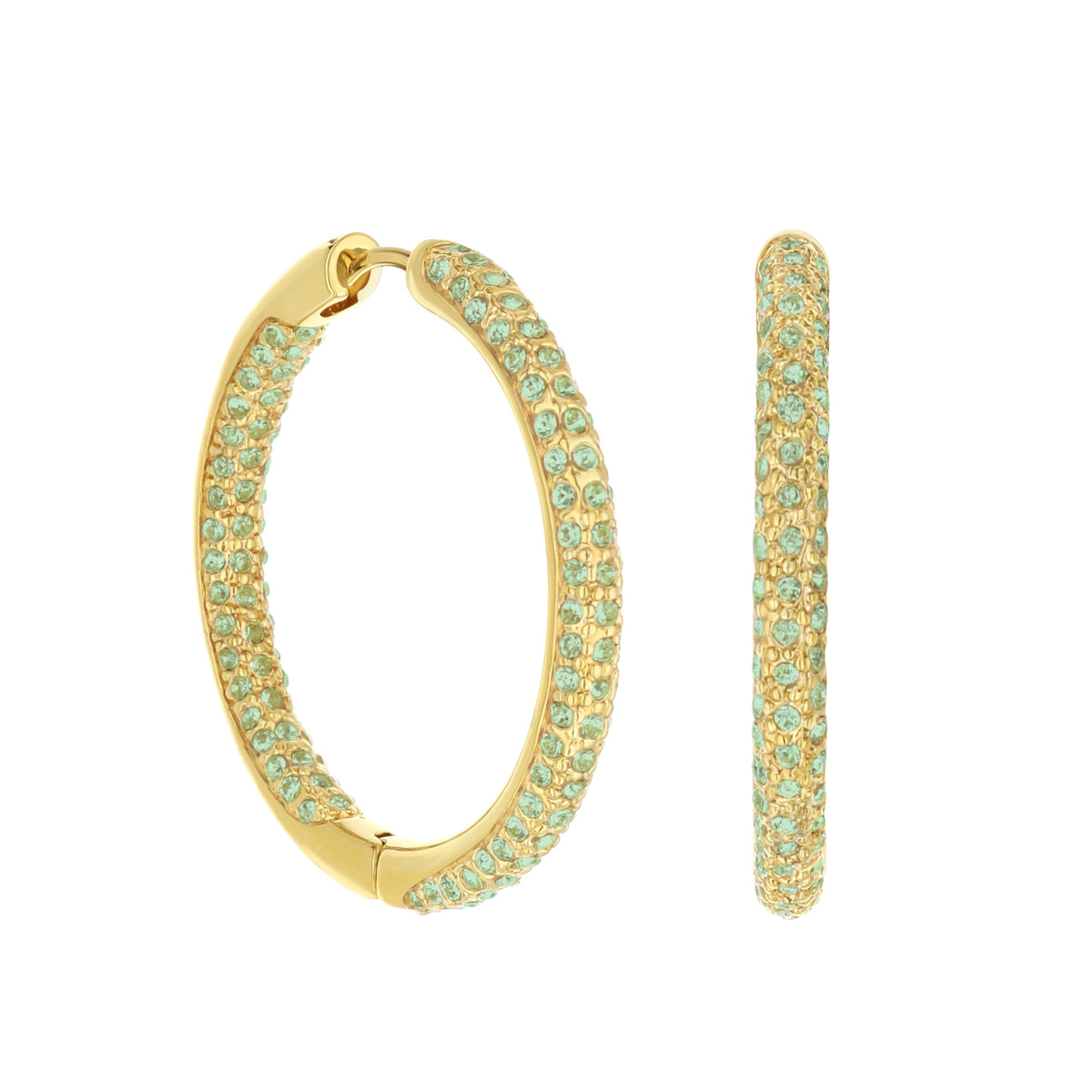 Pave Hoop Earrings — Domed Huggie