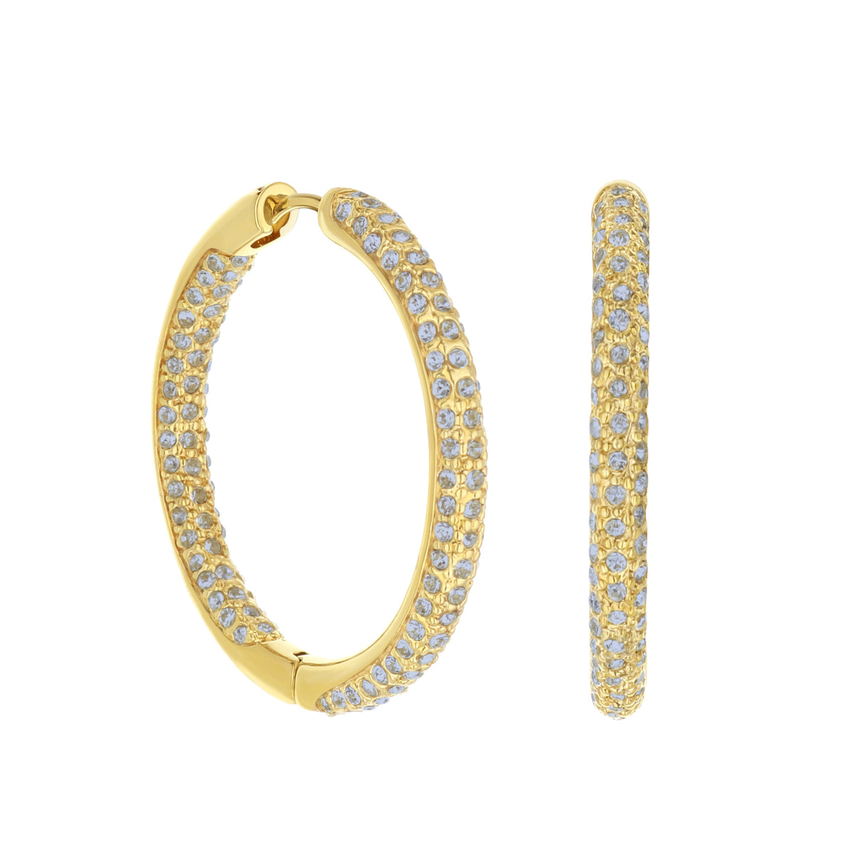 Pave Hoop Earrings — Domed Huggie