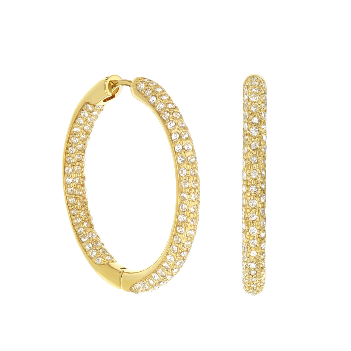 Pave Hoop Earrings — Domed Huggie
