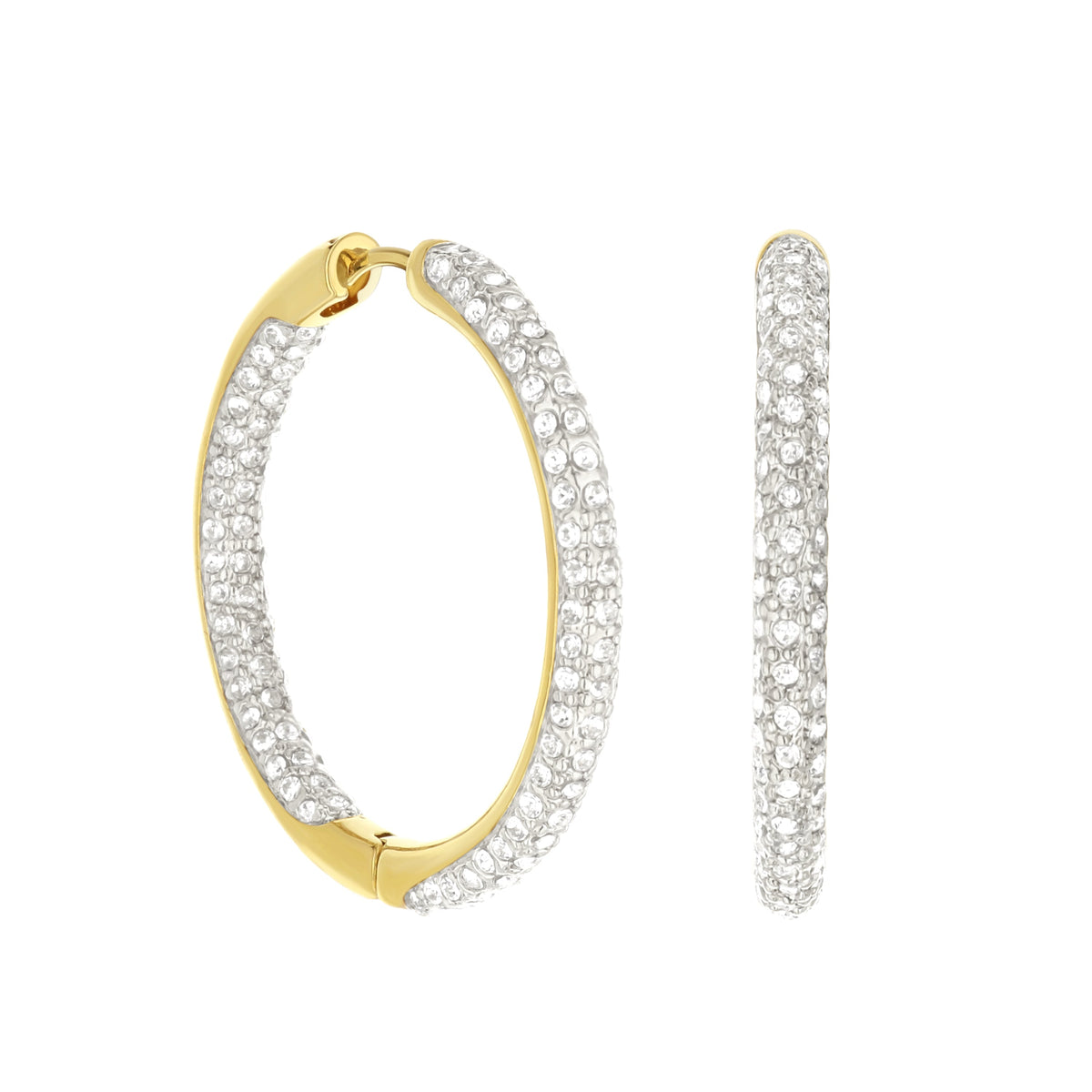 Pave Hoop Earrings — Domed Huggie