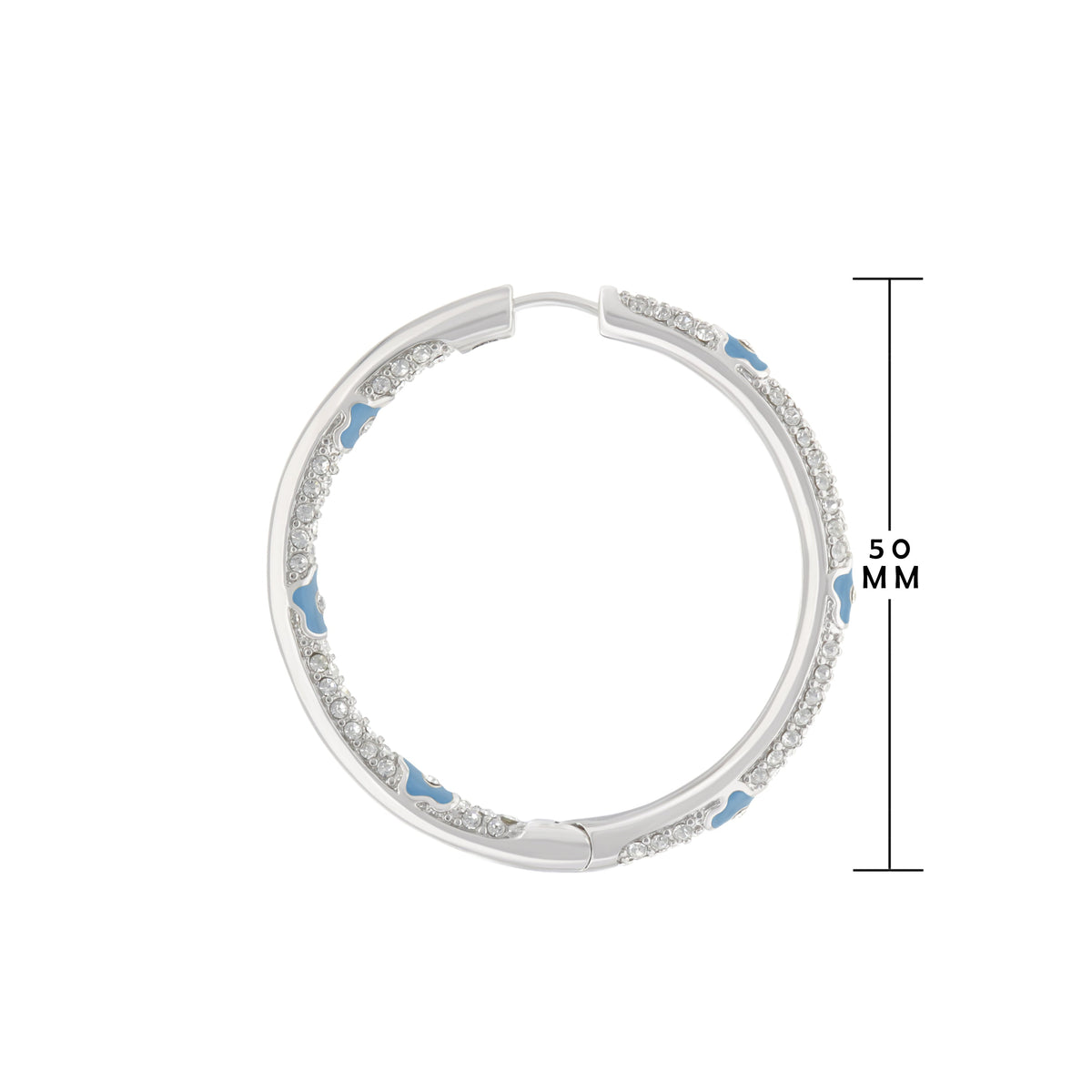 Pave Hoop Earrings — Enamel Flower