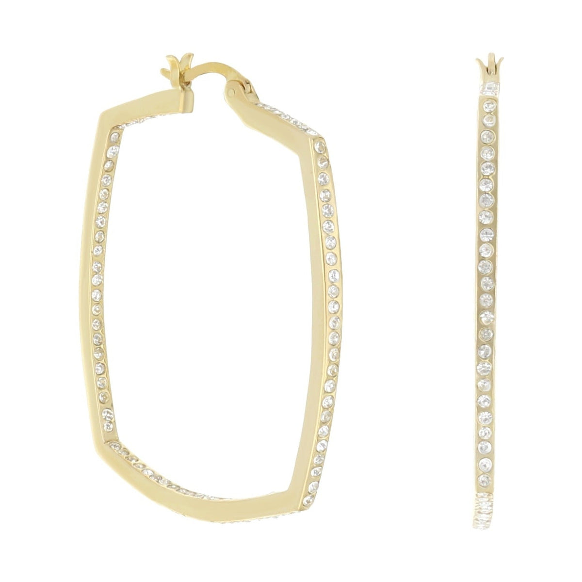 Pave Squared Hoop Earrings