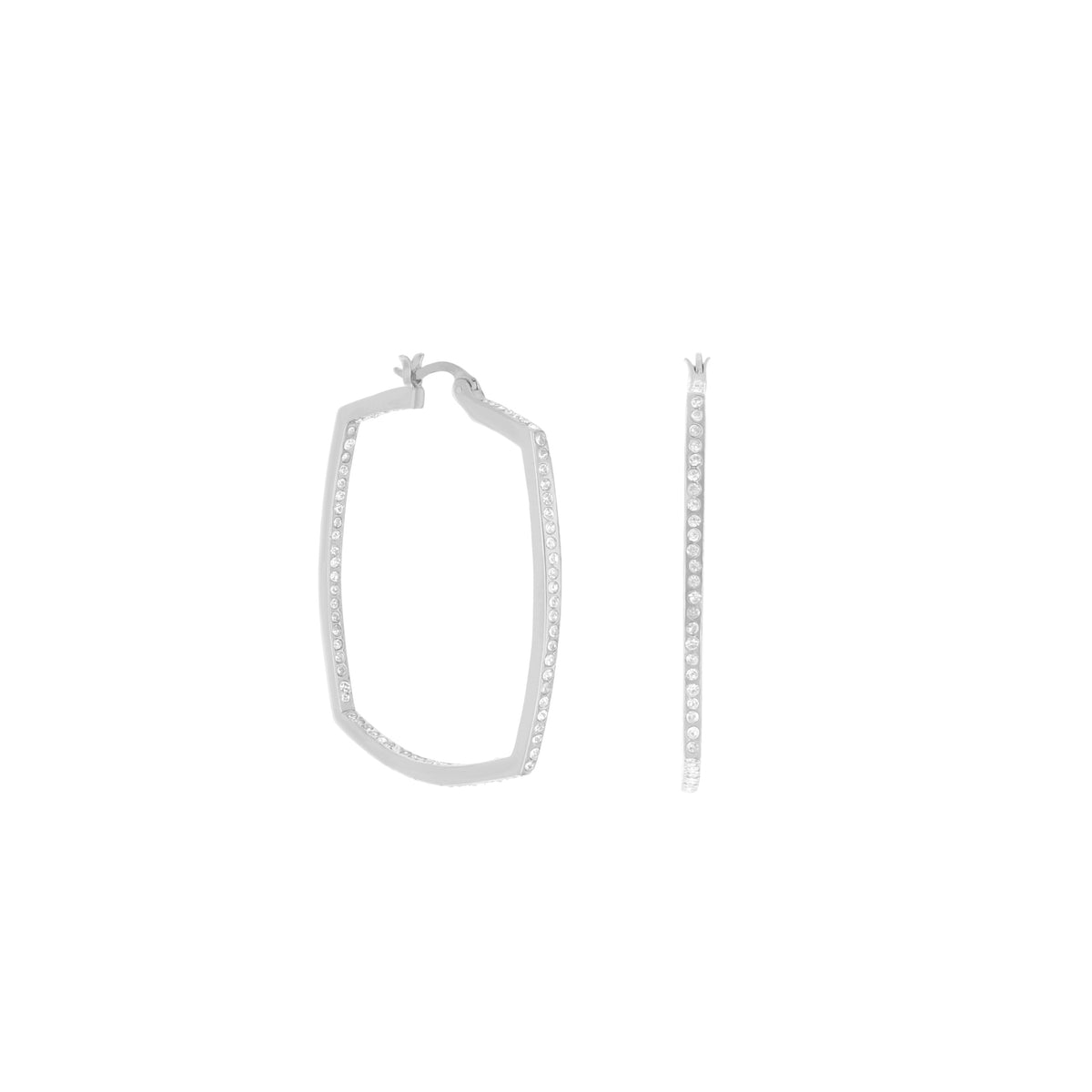 Pave Squared Hoop Earrings