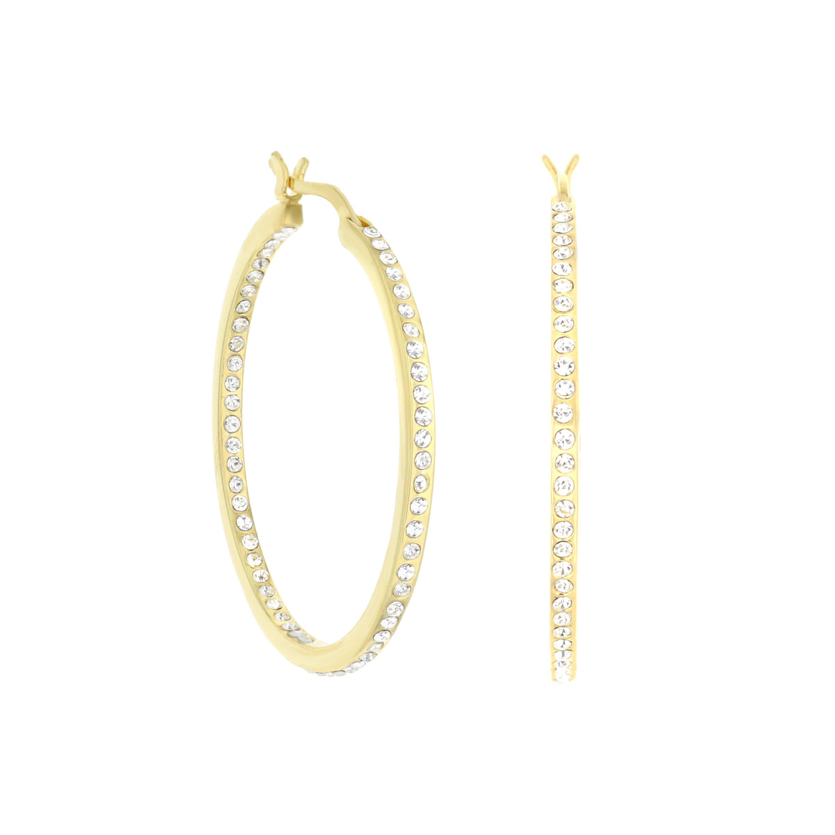 Pave Hoop Earrings — Slim Inlay
