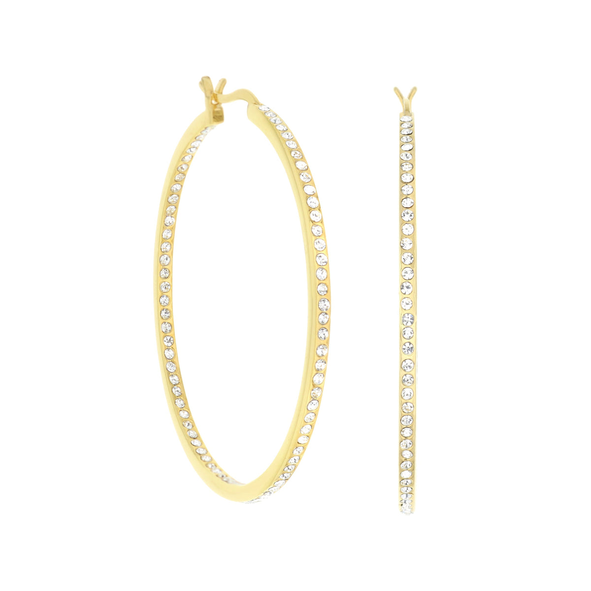 Pave Hoop Earrings — Slim Inlay