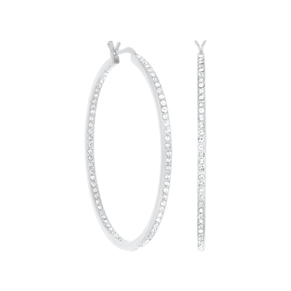 Pave Hoop Earrings — Slim Inlay