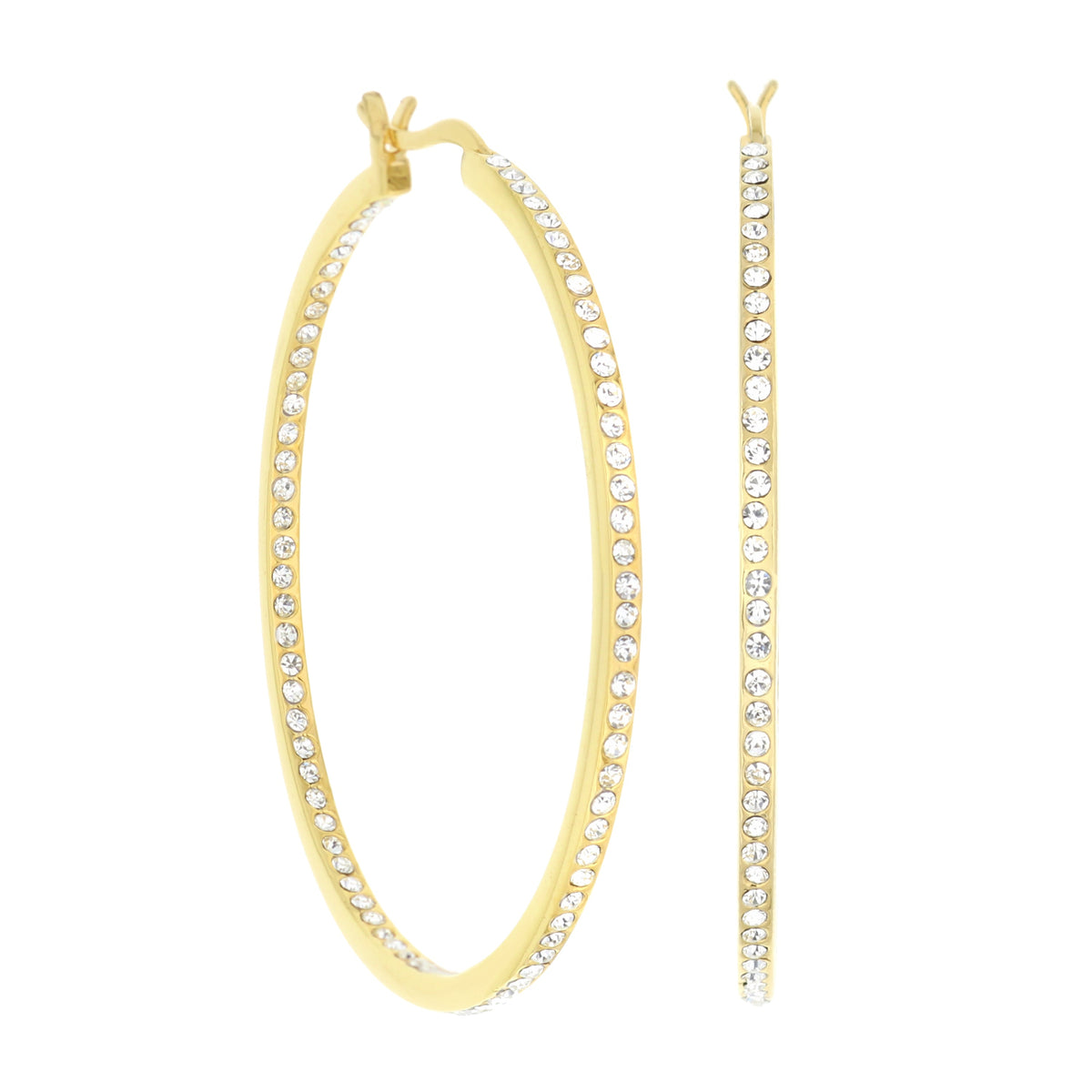 Pave Hoop Earrings — Slim Inlay