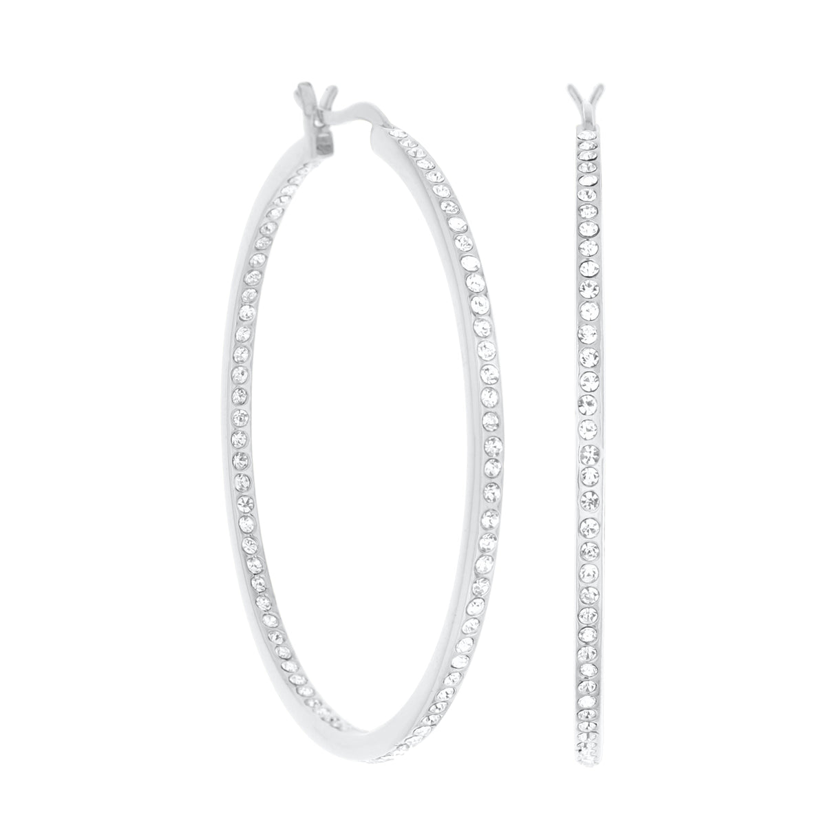 Pave Hoop Earrings — Slim Inlay