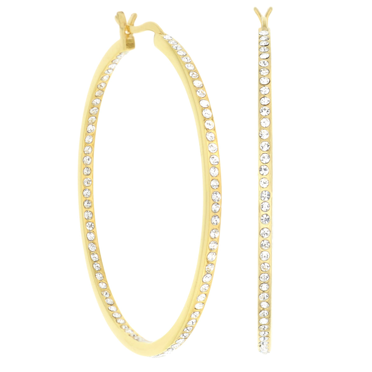 Pave Hoop Earrings — Slim Inlay