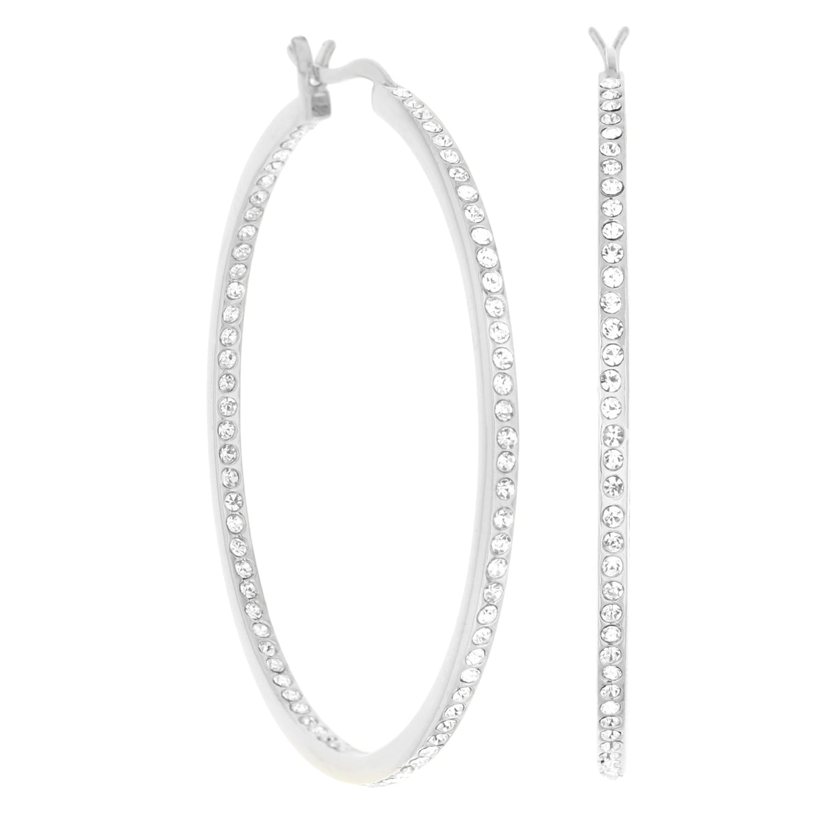 Pave Hoop Earrings — Slim Inlay