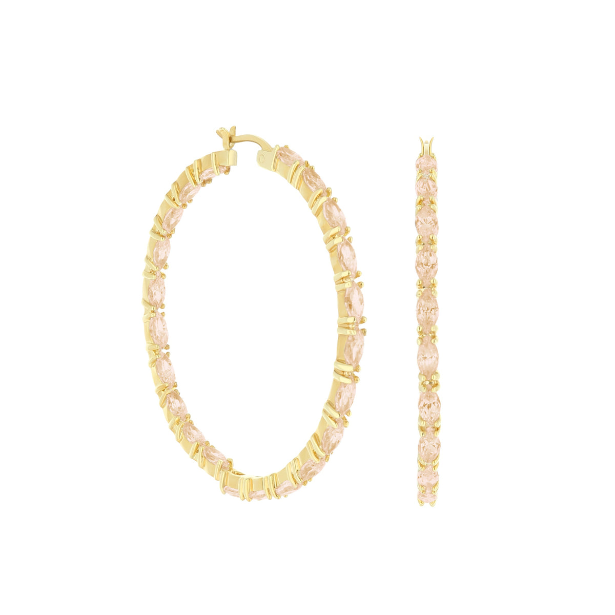 Pave Hoop Earrings — Marquise Station
