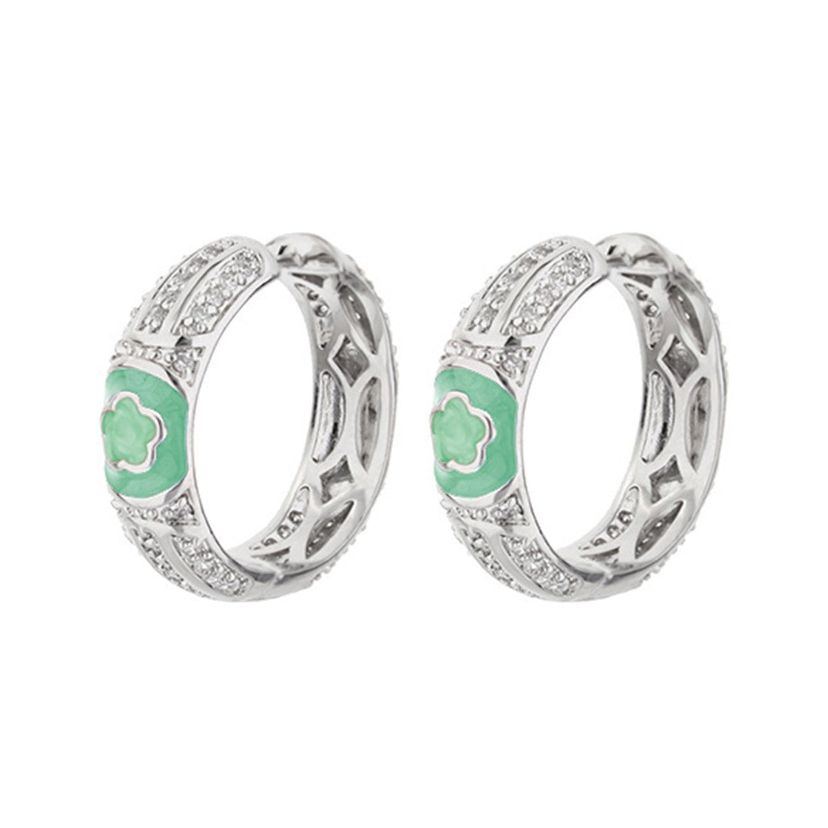 Dancing Daisy Earrings — Pavé Flower Huggie