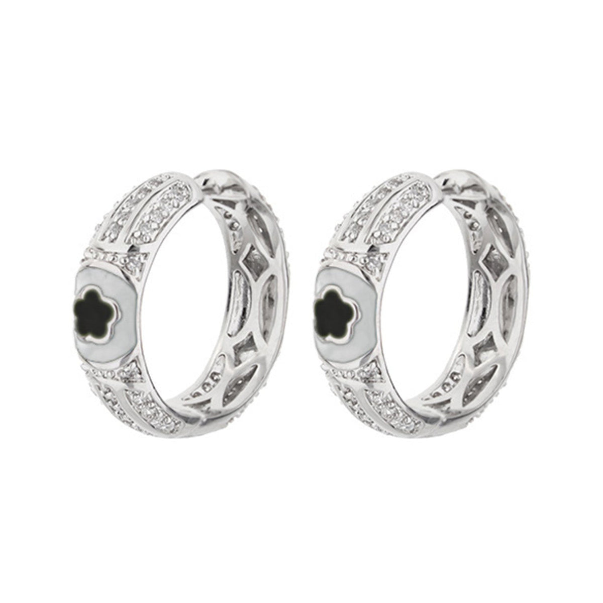 Dancing Daisy Earrings — Pavé Flower Huggie
