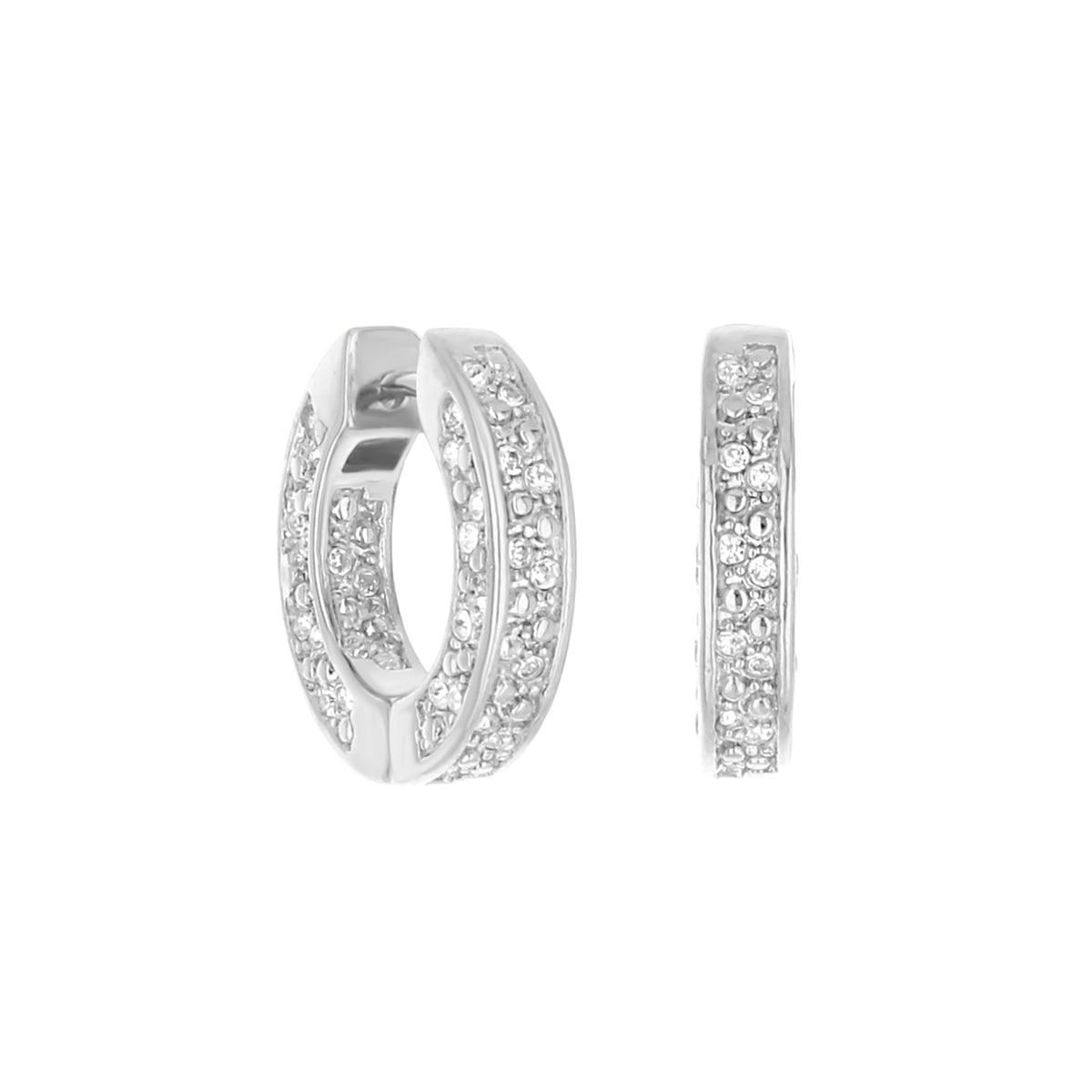 Pave Hoop Earrings — Beaded Edge Huggie
