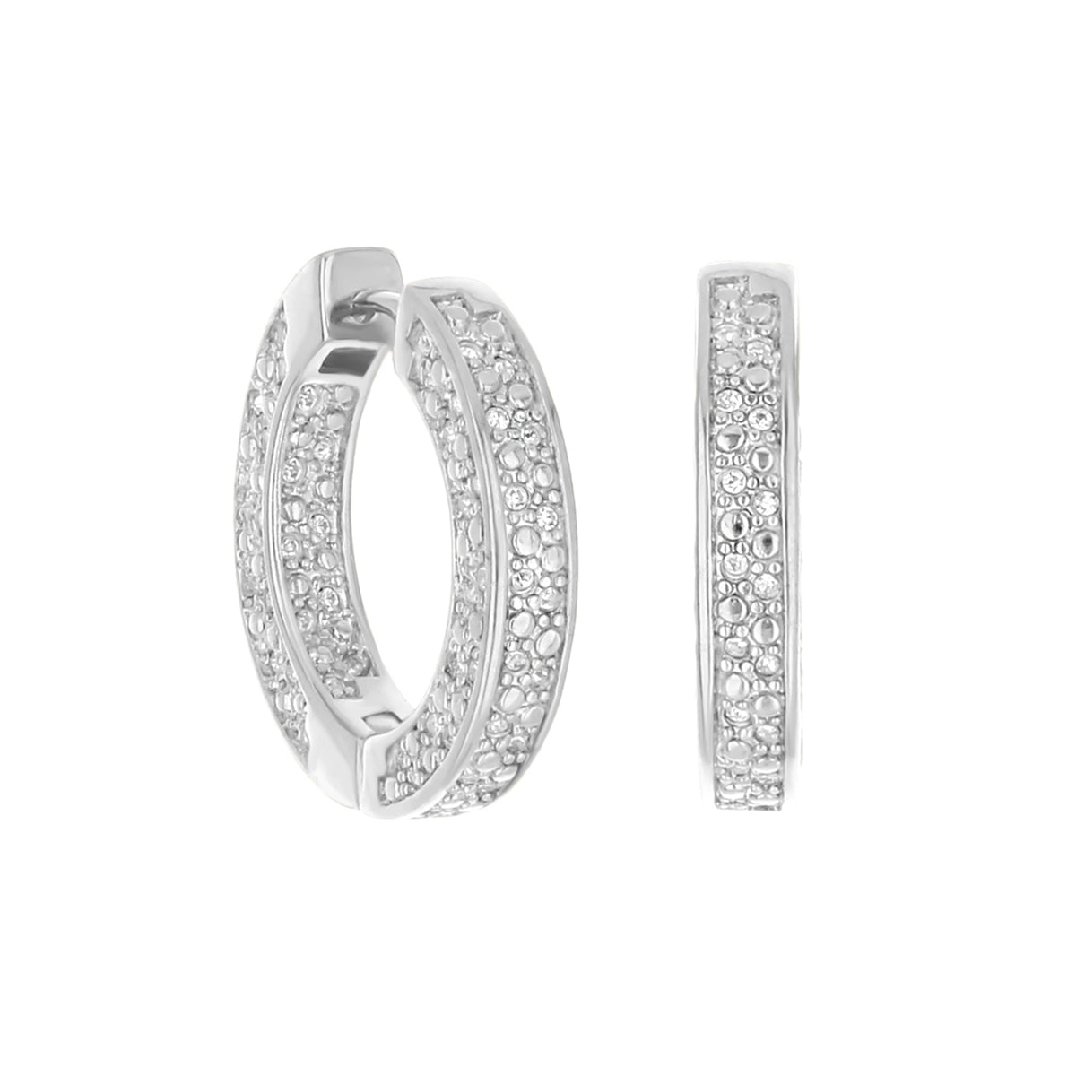 Pave Hoop Earrings — Beaded Edge Huggie