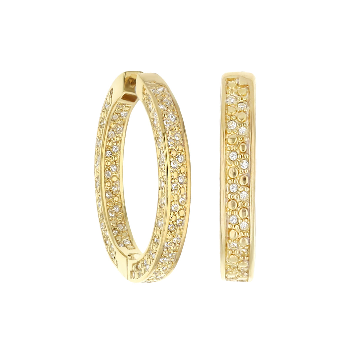 Pave Hoop Earrings — Beaded Edge Huggie