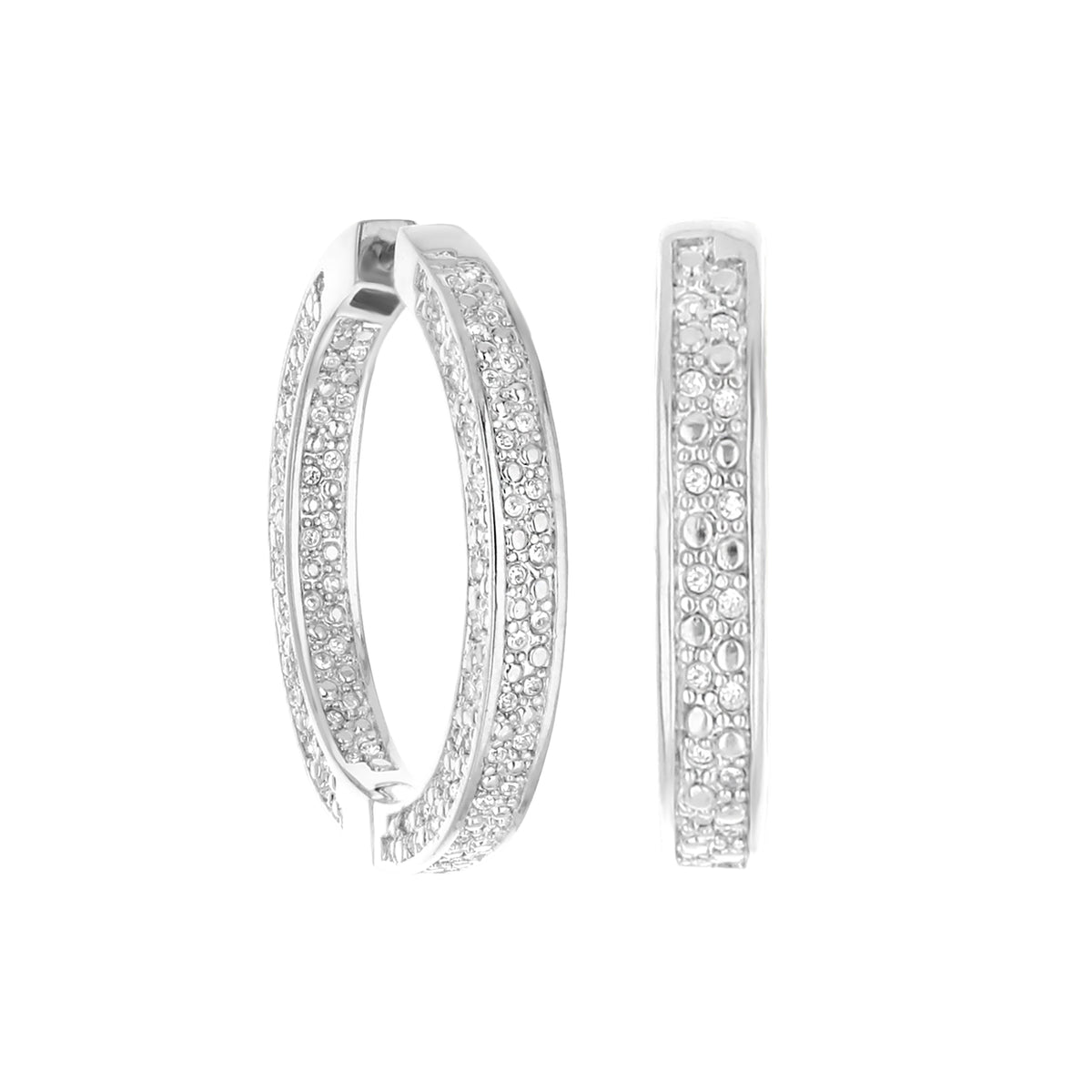 Pave Hoop Earrings — Beaded Edge Huggie