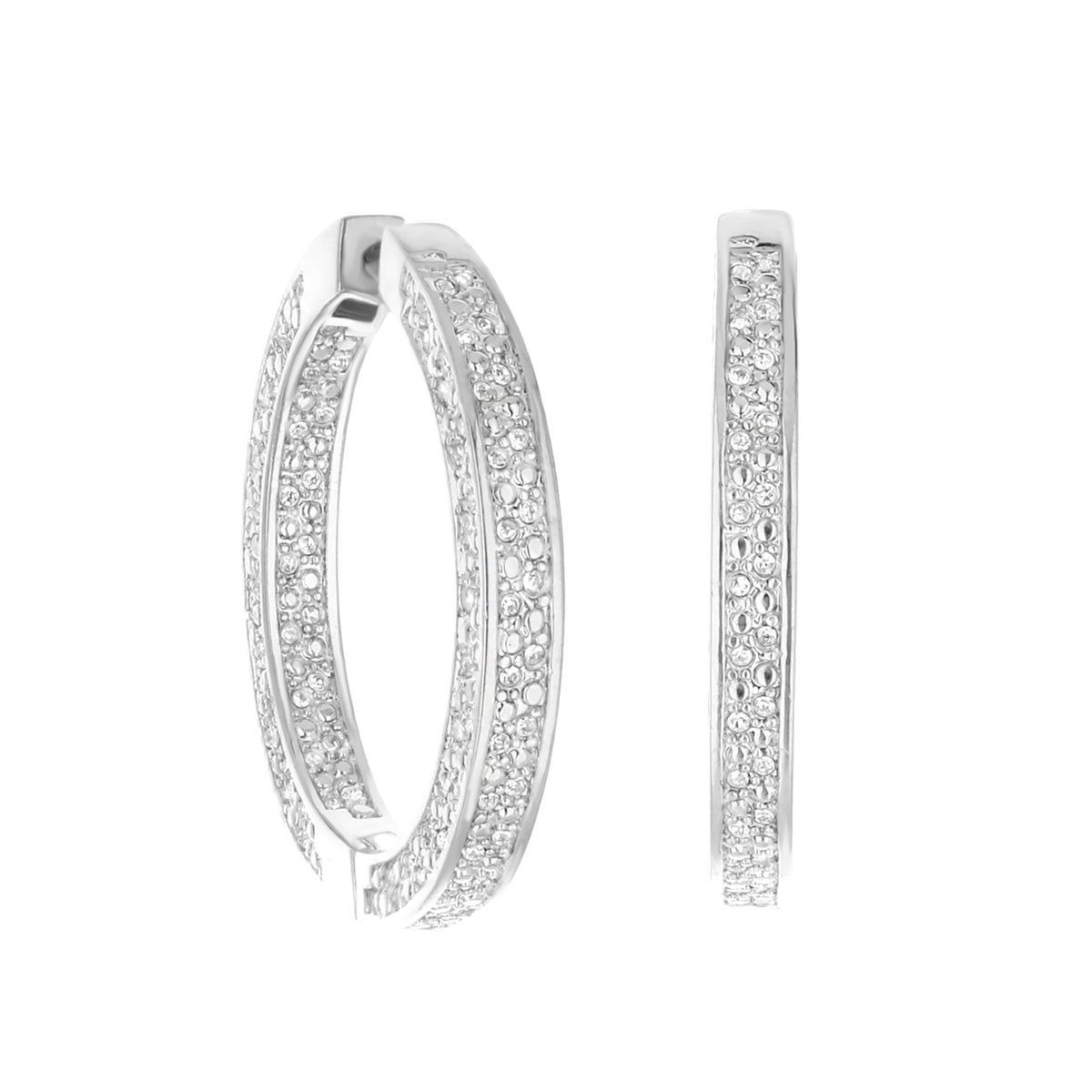 Pave Hoop Earrings — Beaded Edge Huggie