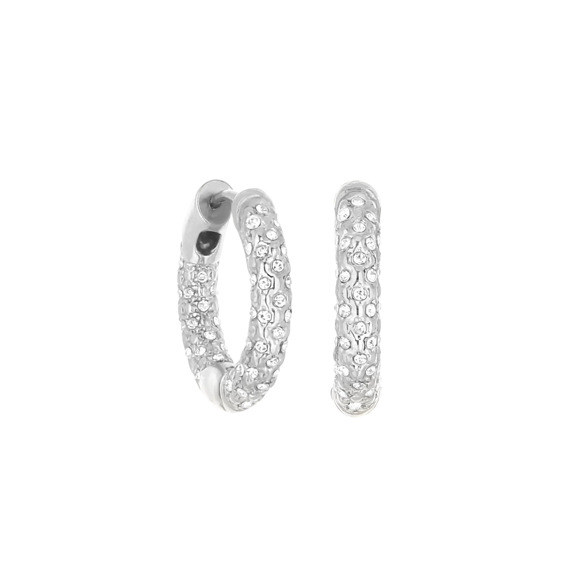 Pave Hoop Earrings — Honeycomb Huggie