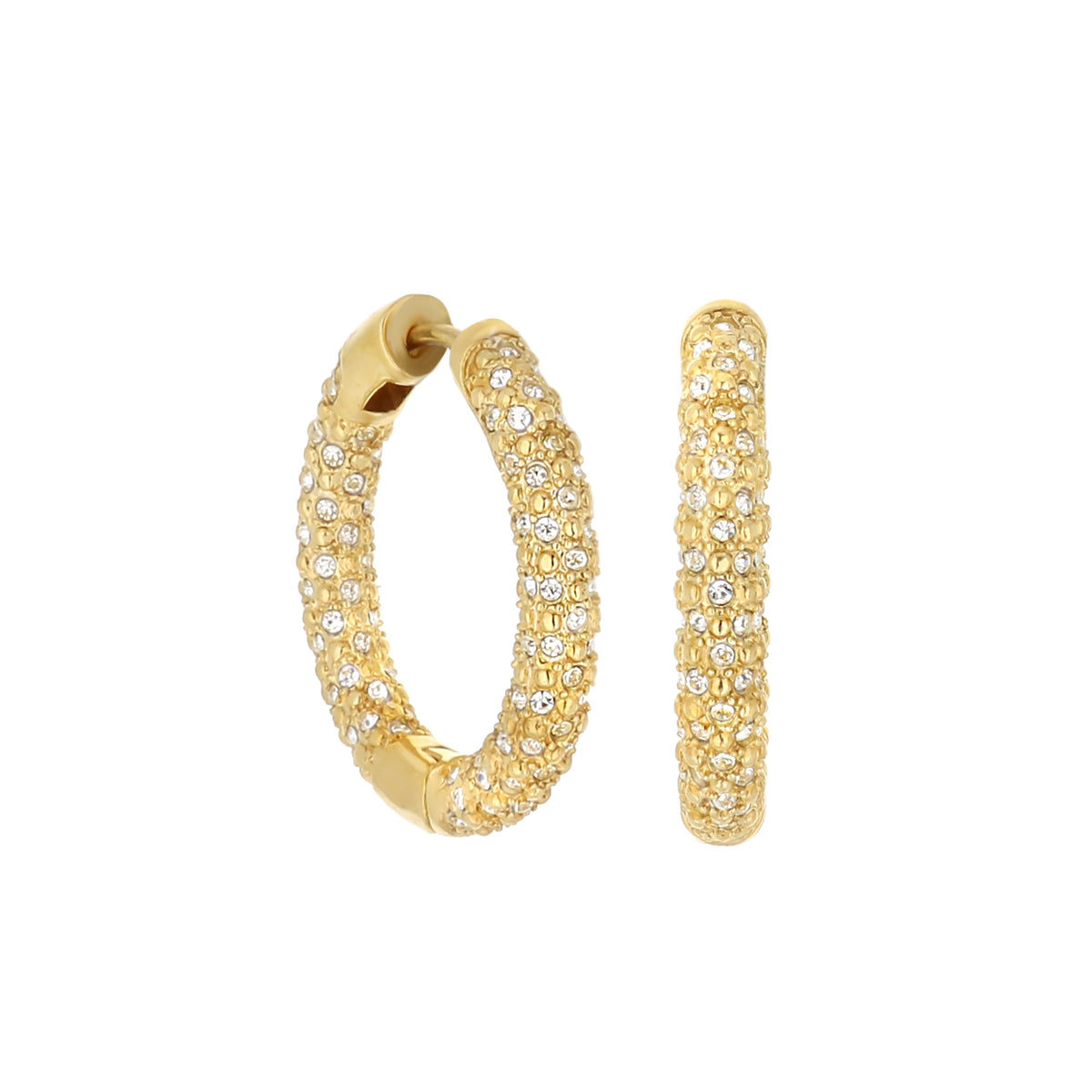 Pave Hoop Earrings — Honeycomb Huggie