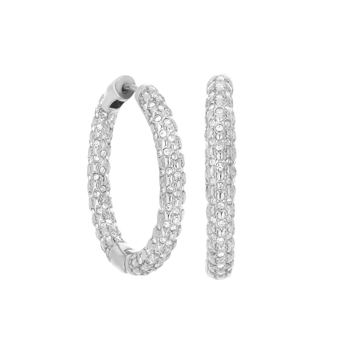 Pave Hoop Earrings — Honeycomb Huggie