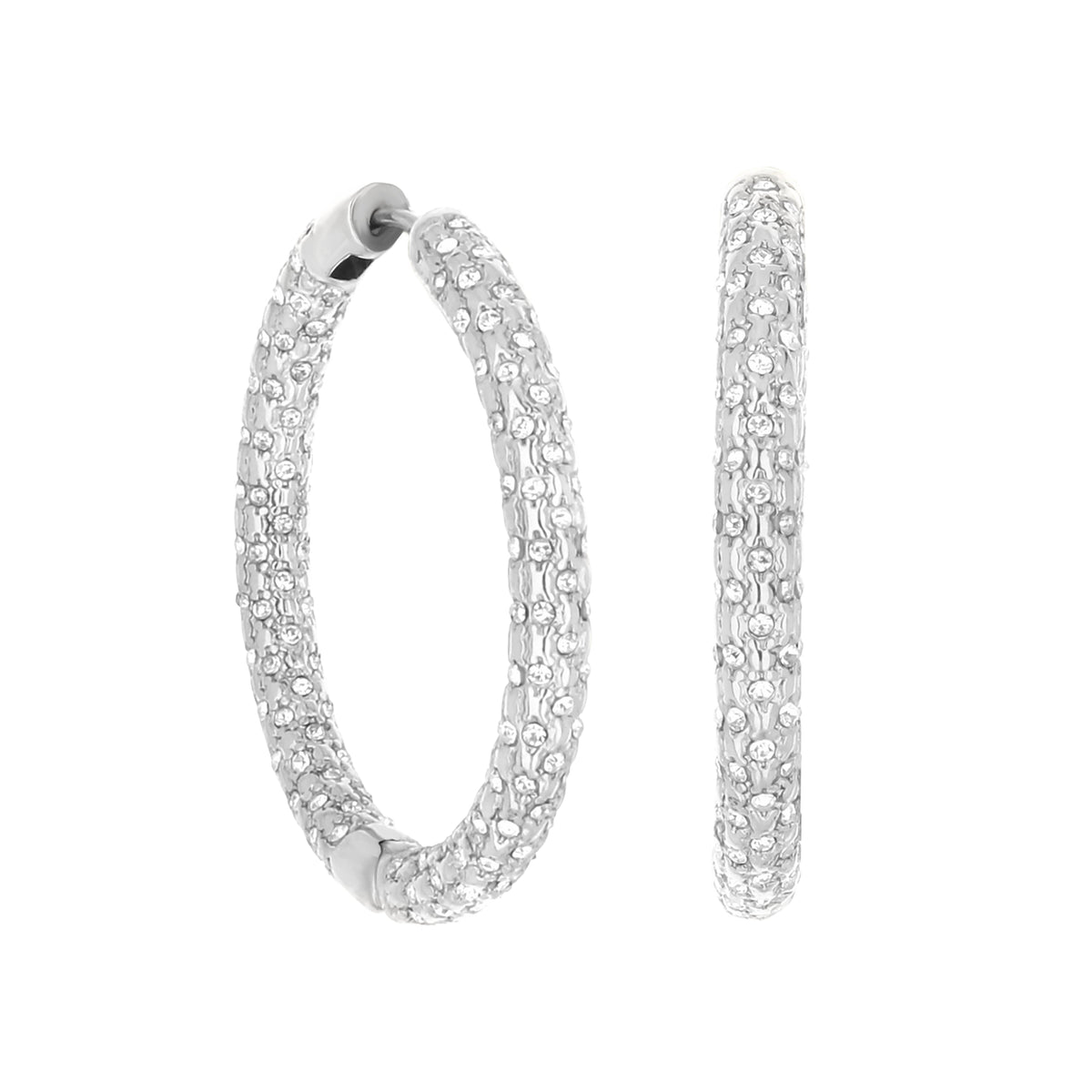 Pave Hoop Earrings — Honeycomb Huggie