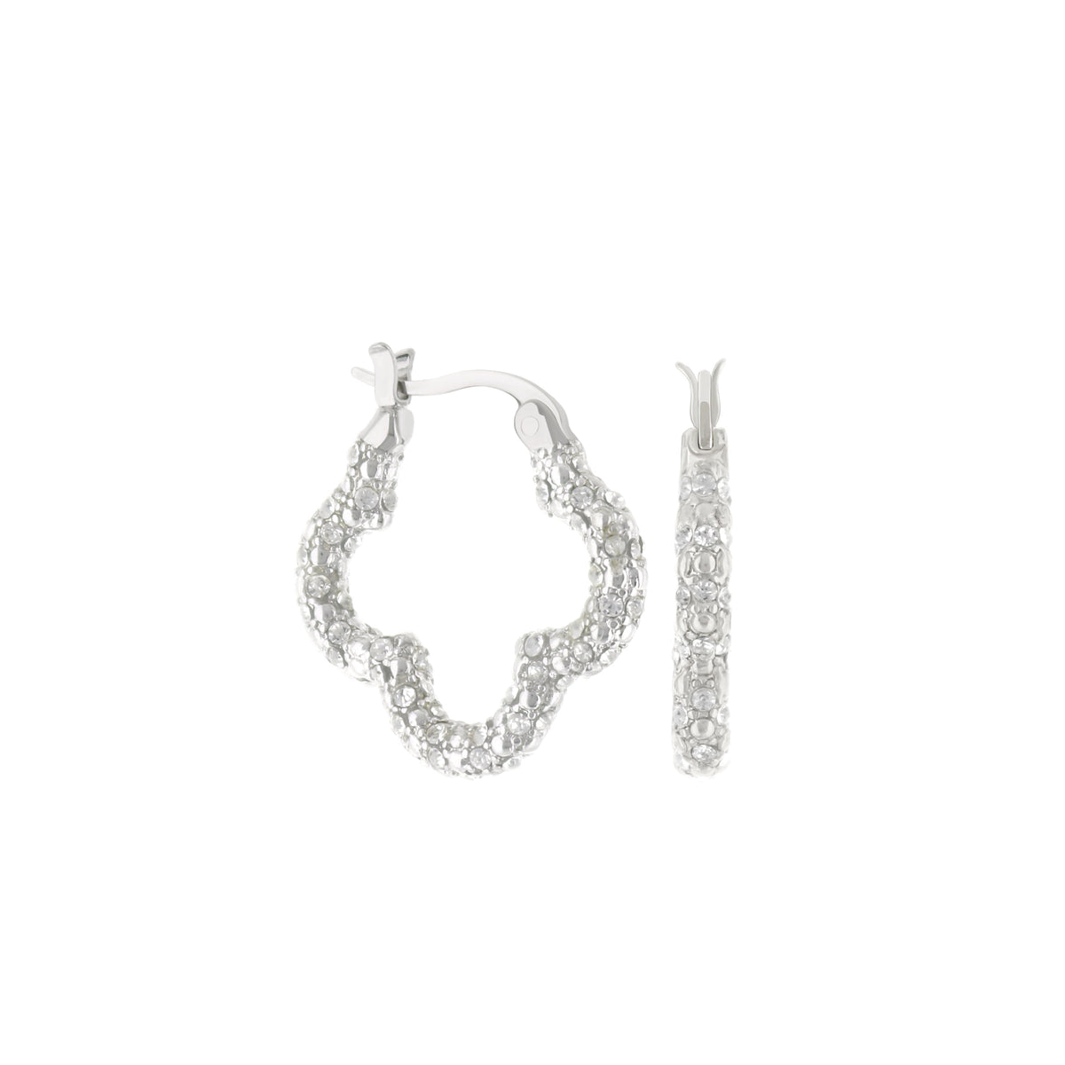 Clover Pave Hoop Earrings