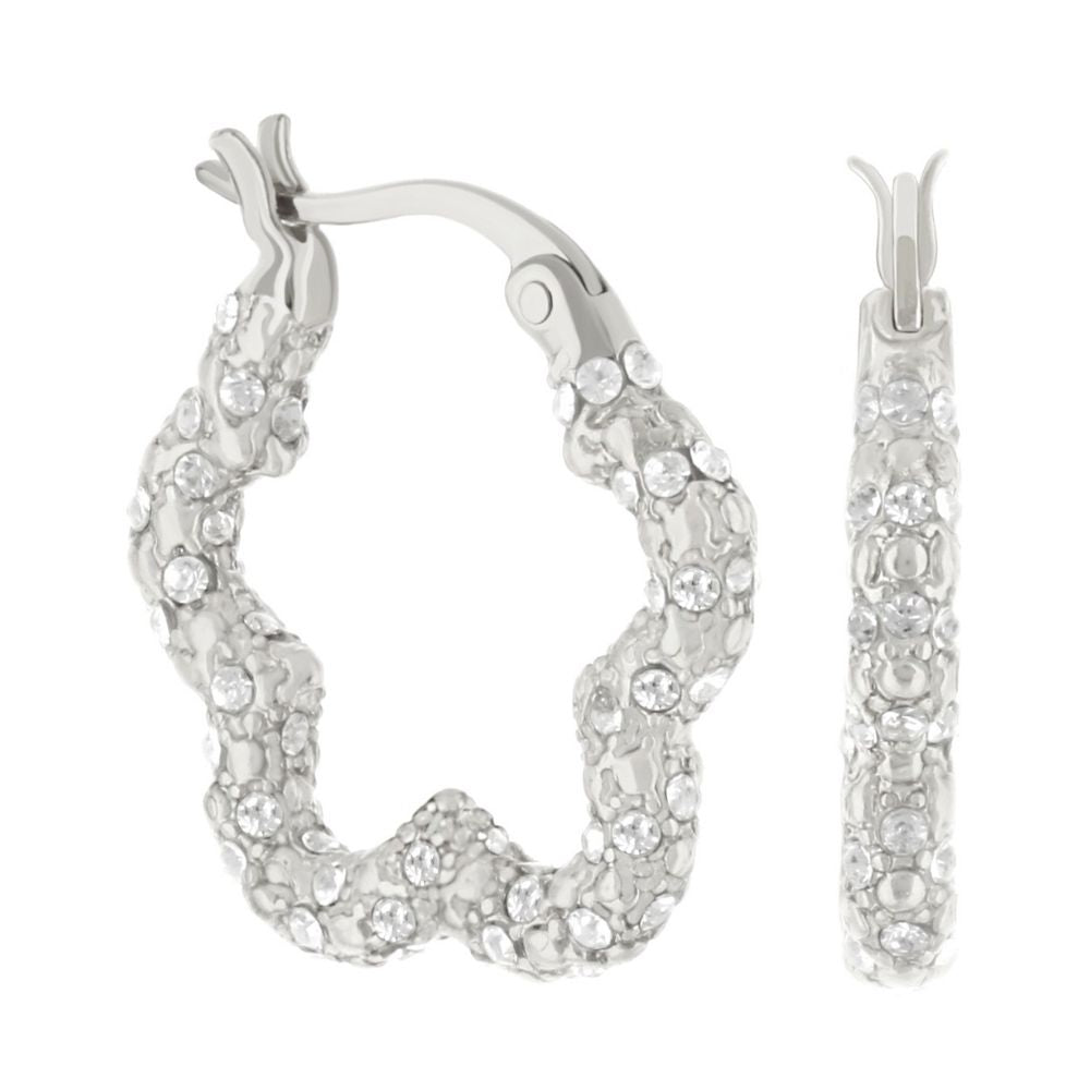 Daisy Pave Hoop Earrings — Beaded Full Pavé