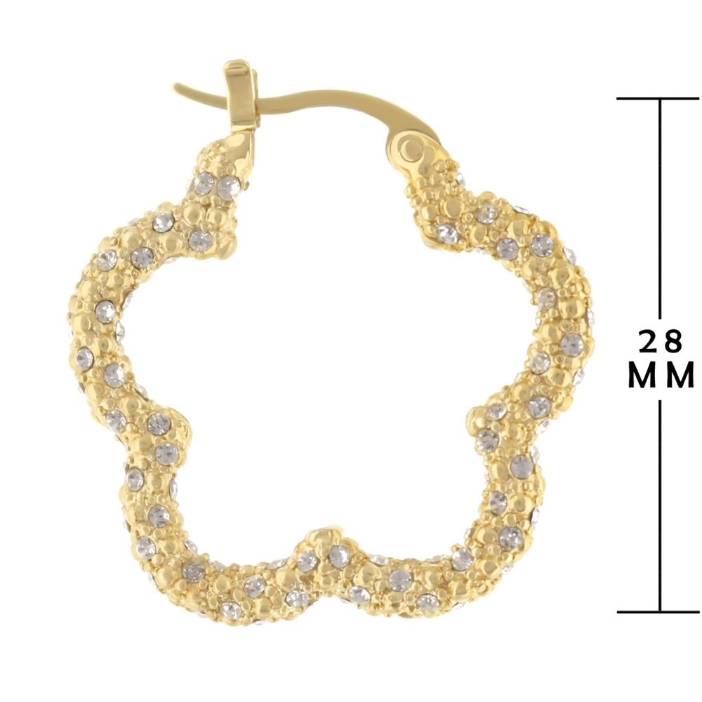 Daisy Pave Hoop Earrings — Beaded Full Pavé