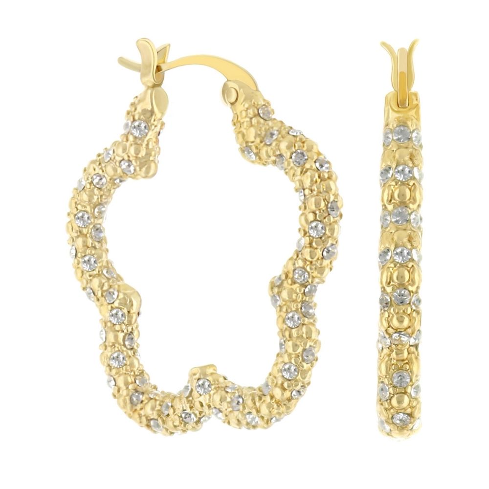 Daisy Pave Hoop Earrings — Beaded Full Pavé
