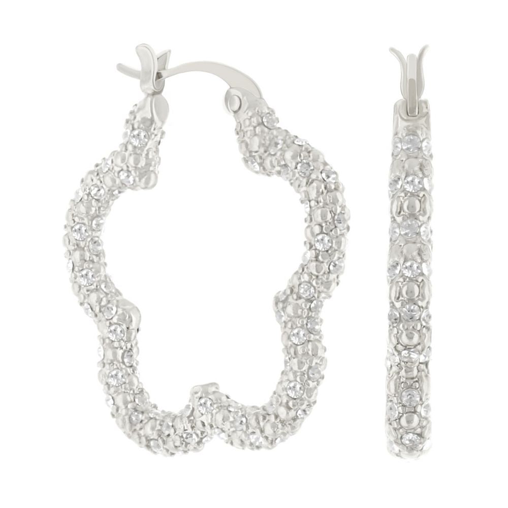 Daisy Pave Hoop Earrings — Beaded Full Pavé