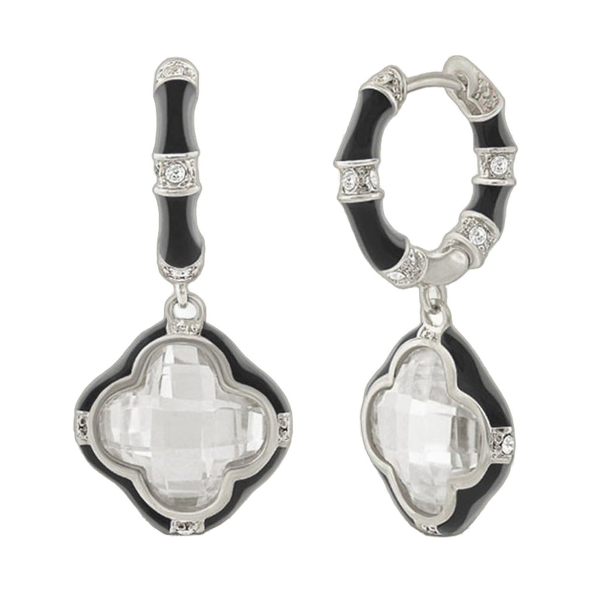 Prince Charming Earrings — Enamel-Framed Clover Drop