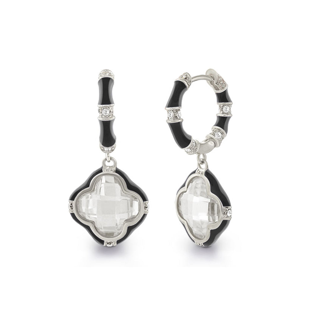 Prince Charming Earrings — Enamel-Framed Clover Drop