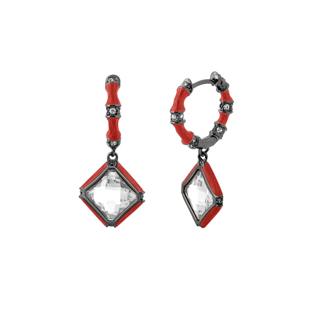 Prince Charming Earrings — Enamel-Framed Cushion Drop