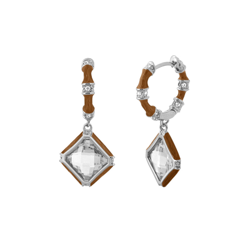 Prince Charming Earrings — Enamel-Framed Cushion Drop