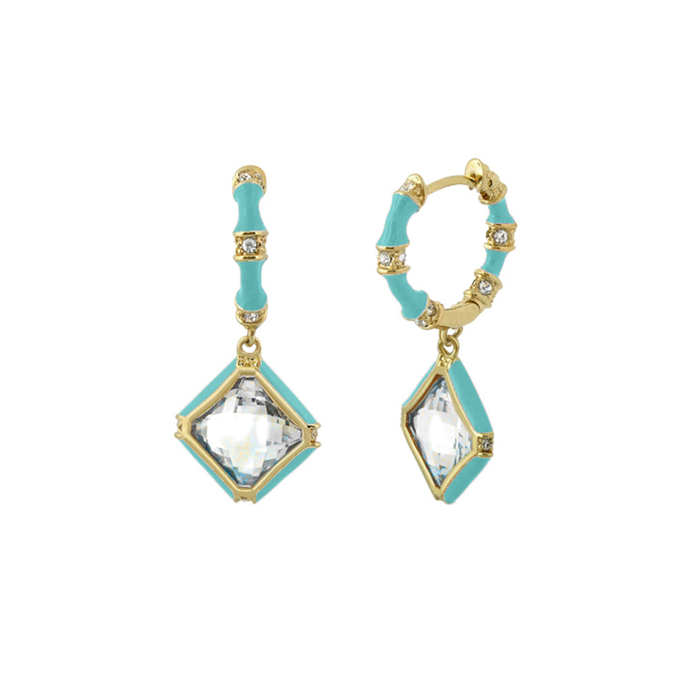 Prince Charming Earrings — Enamel-Framed Cushion Drop