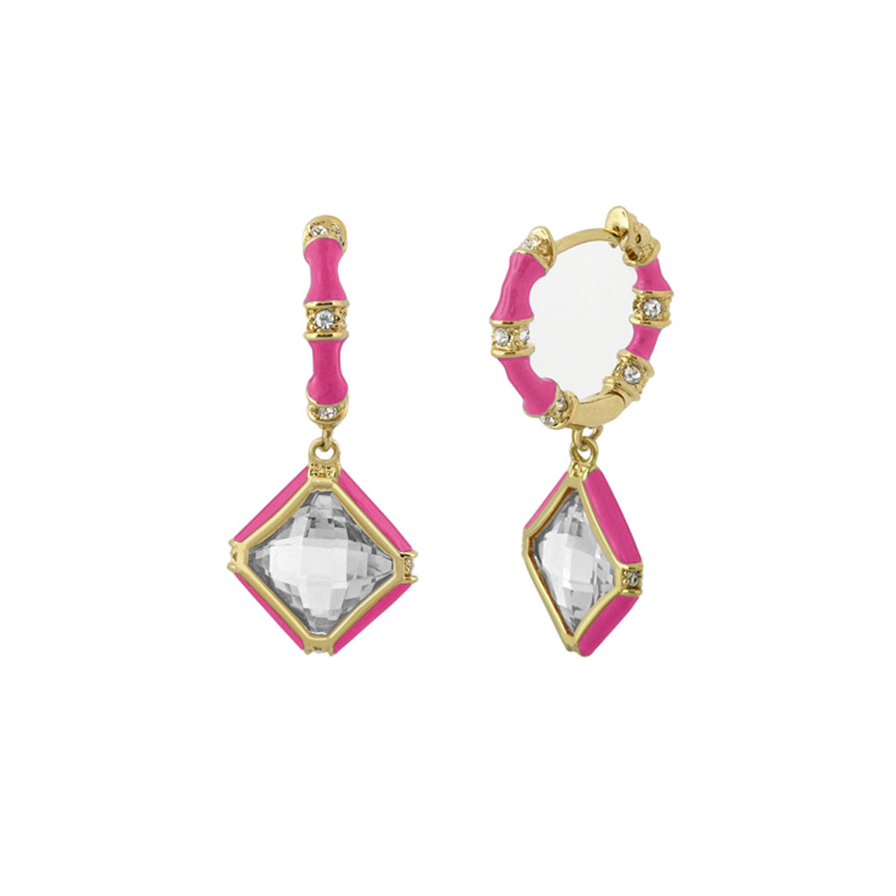 Prince Charming Earrings — Enamel-Framed Cushion Drop