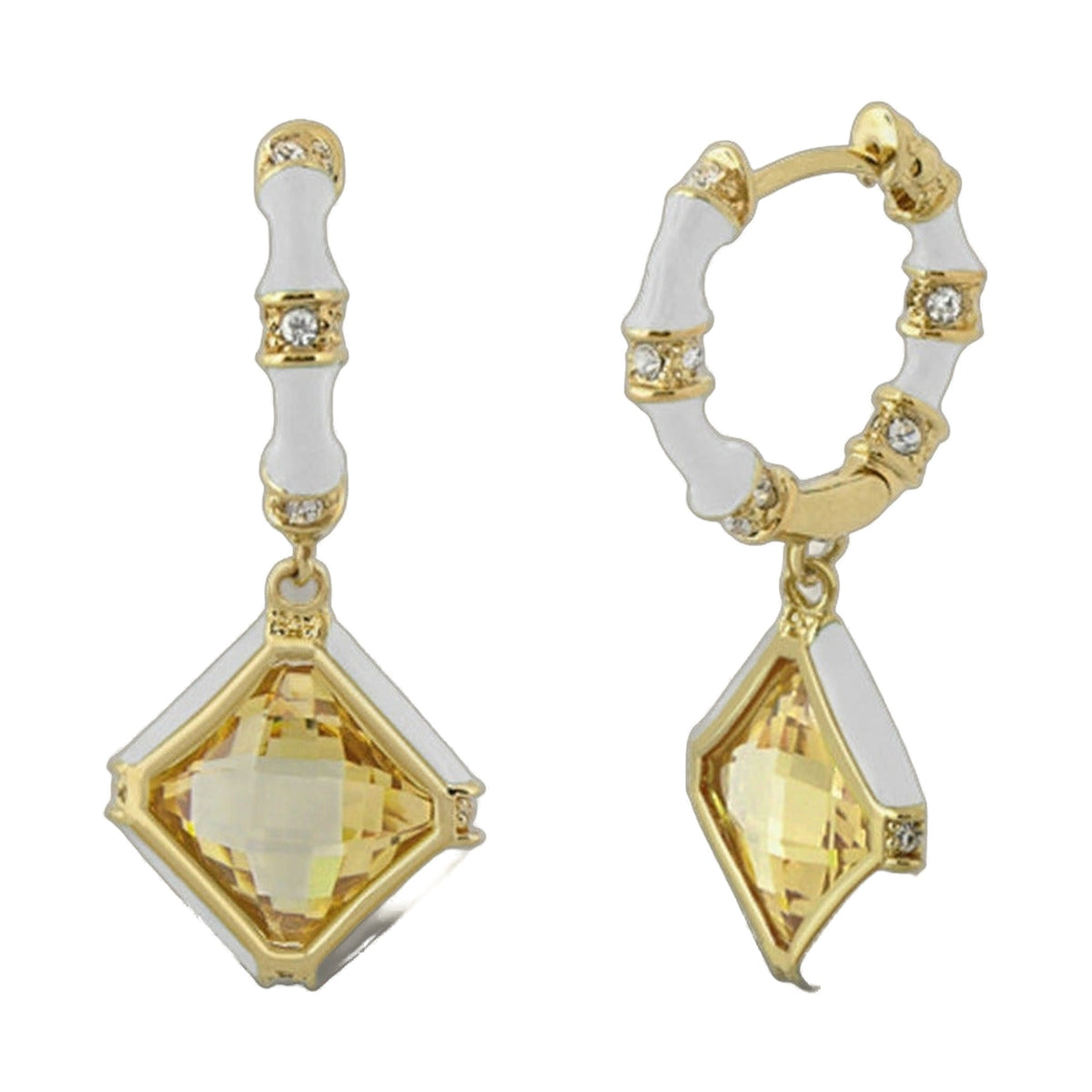Prince Charming Earrings — Enamel-Framed Cushion Drop