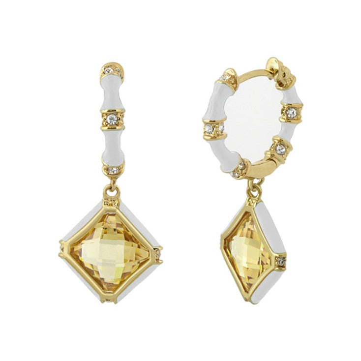 Prince Charming Earrings — Enamel-Framed Cushion Drop