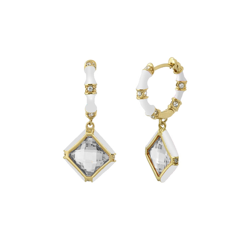 Prince Charming Earrings — Enamel-Framed Cushion Drop