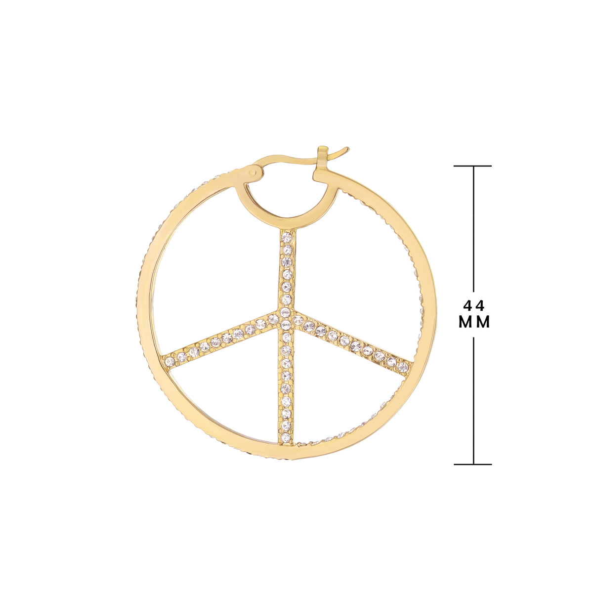Pave Peace Hoop Earrings — Full Pavé