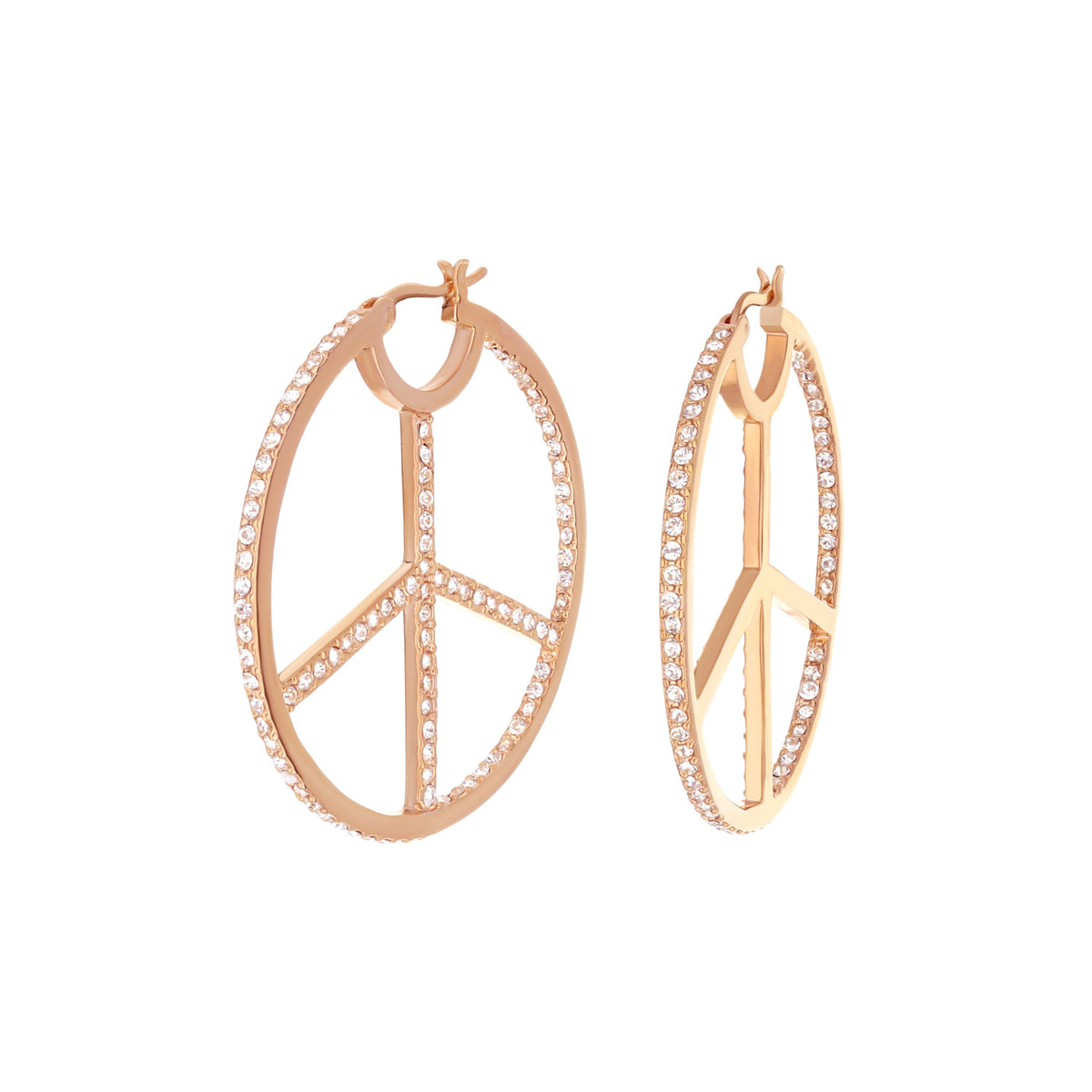 Pave Peace Hoop Earrings — Full Pavé