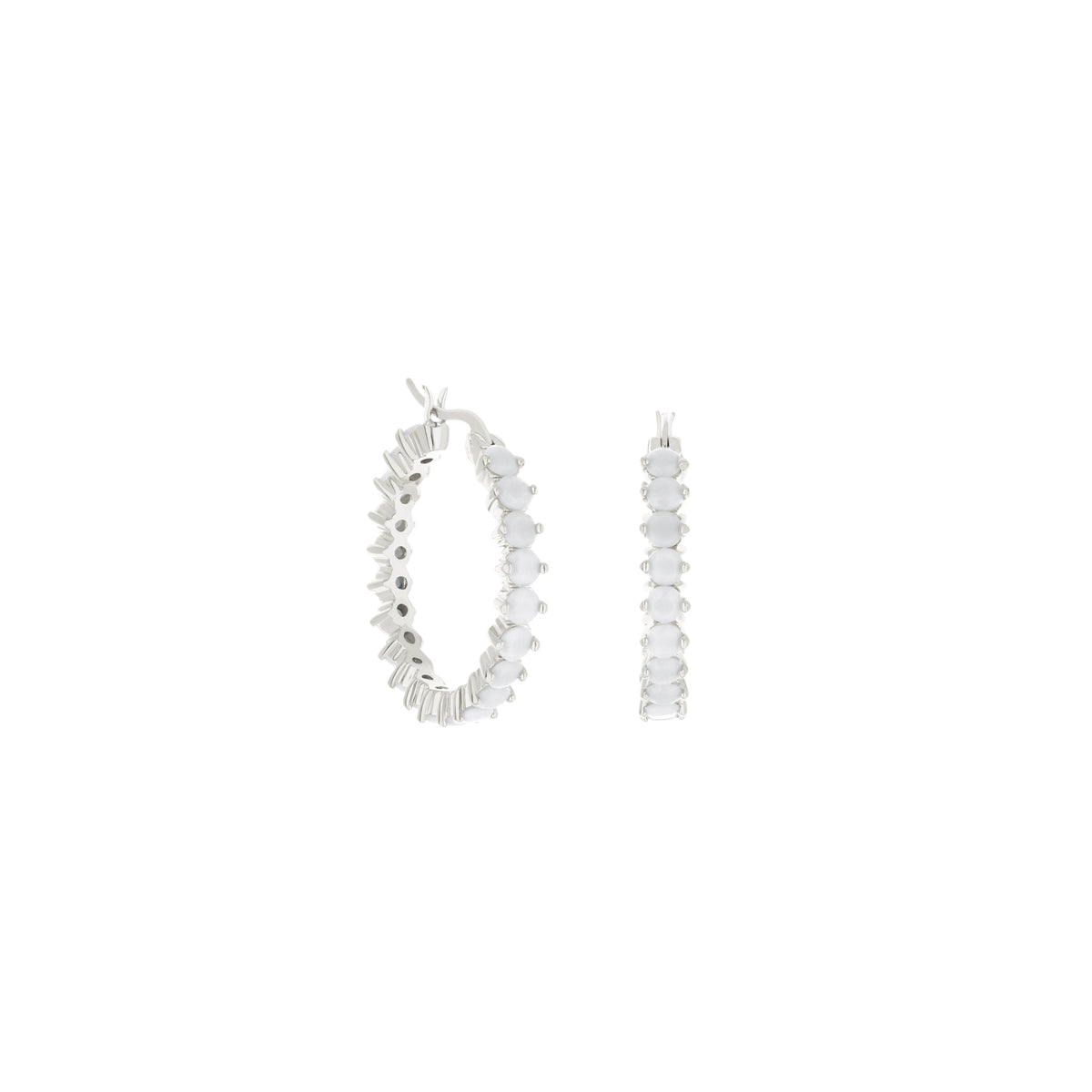 Pave Hoop Earrings — Oval Stone Row