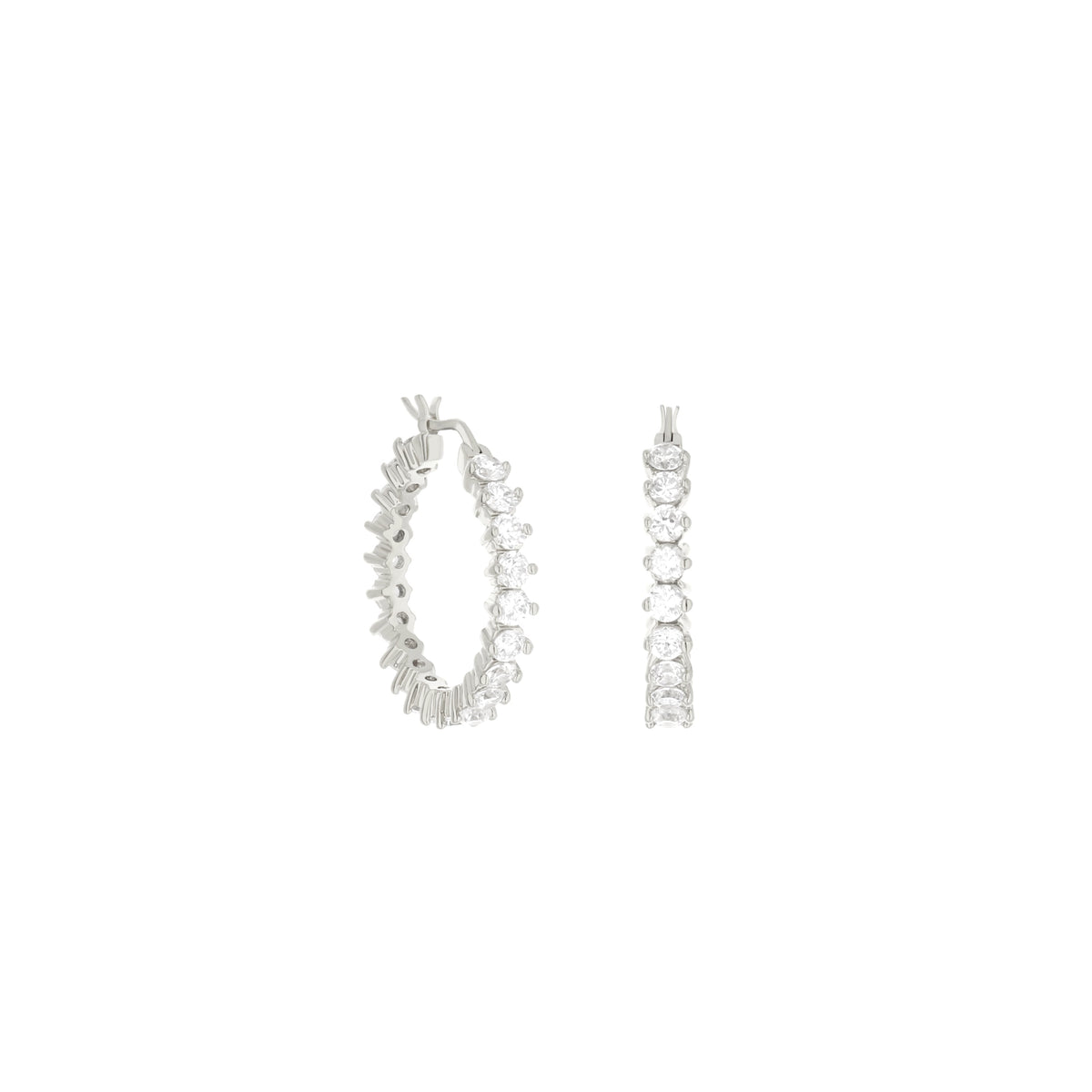Pave Hoop Earrings — Oval Stone Row