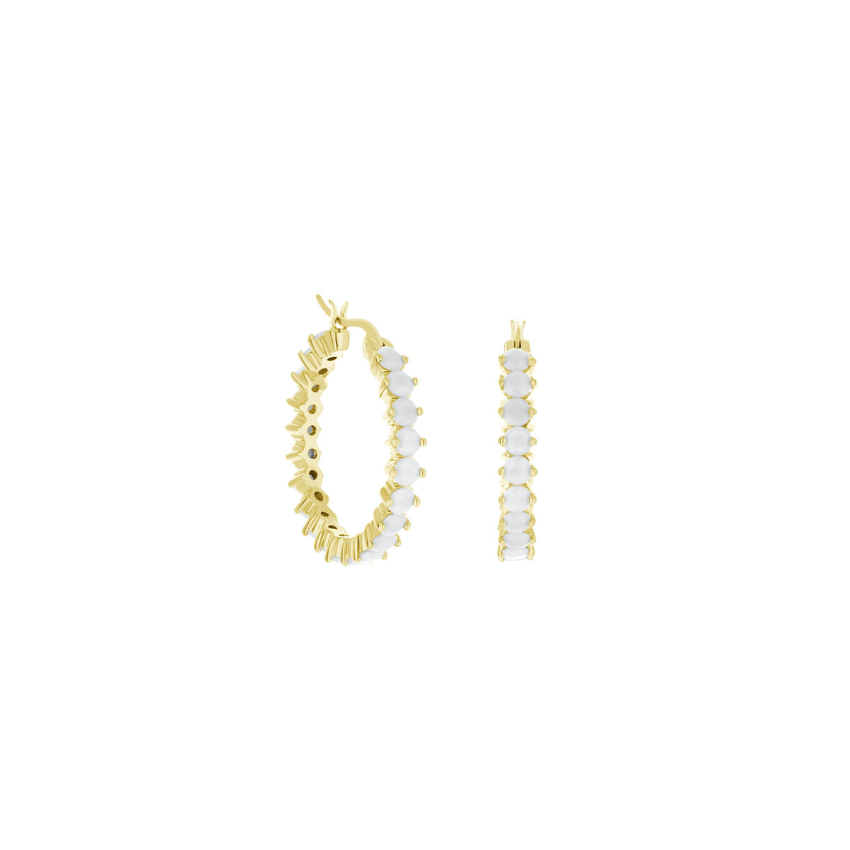 Pave Hoop Earrings — Oval Stone Row