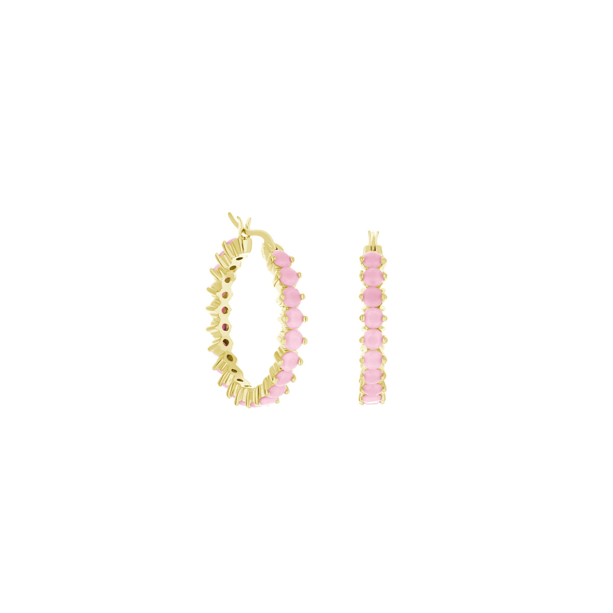 Pave Hoop Earrings — Oval Stone Row
