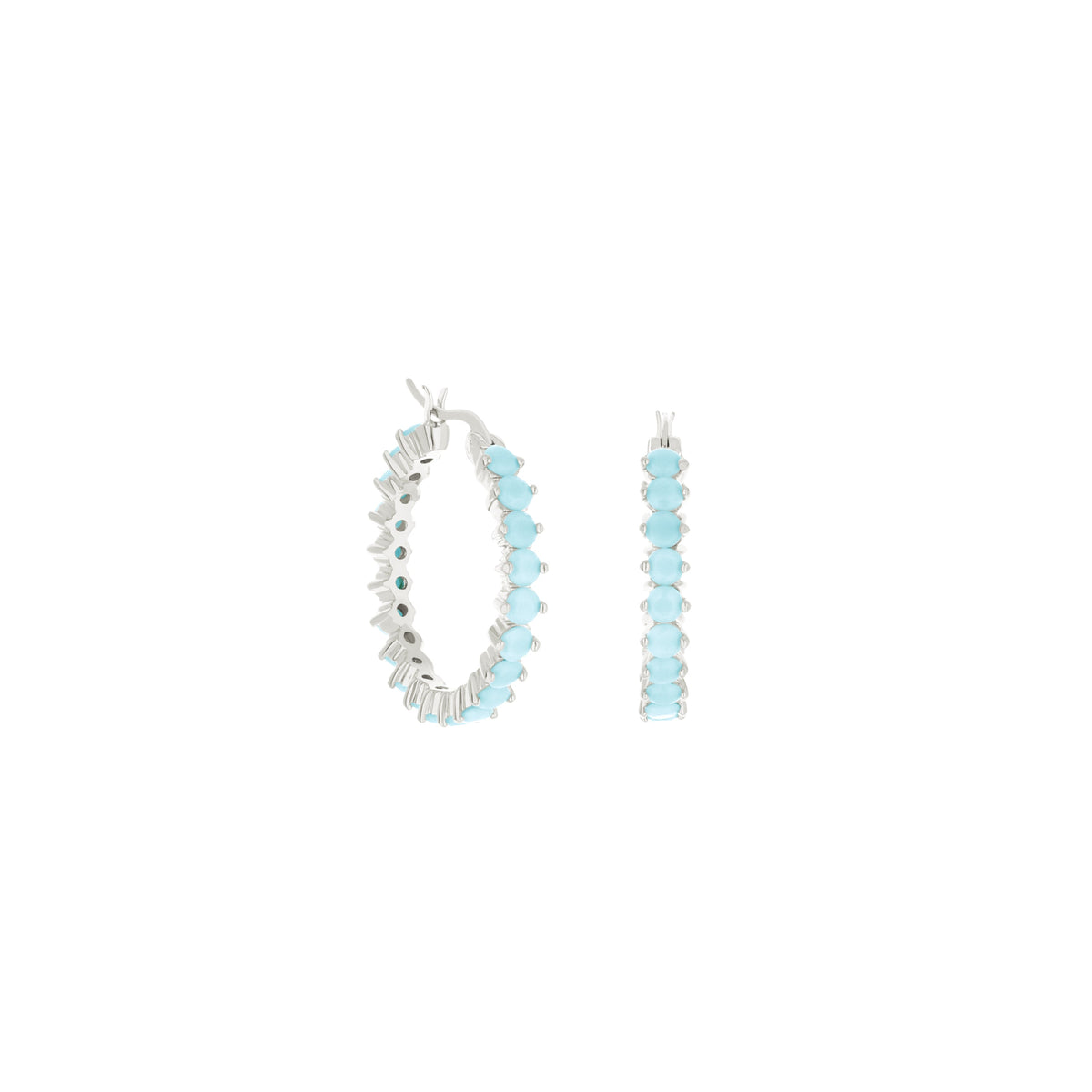 Pave Hoop Earrings — Oval Stone Row