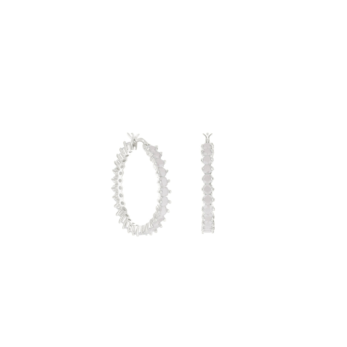 Pave Hoop Earrings — Oval Stone Row