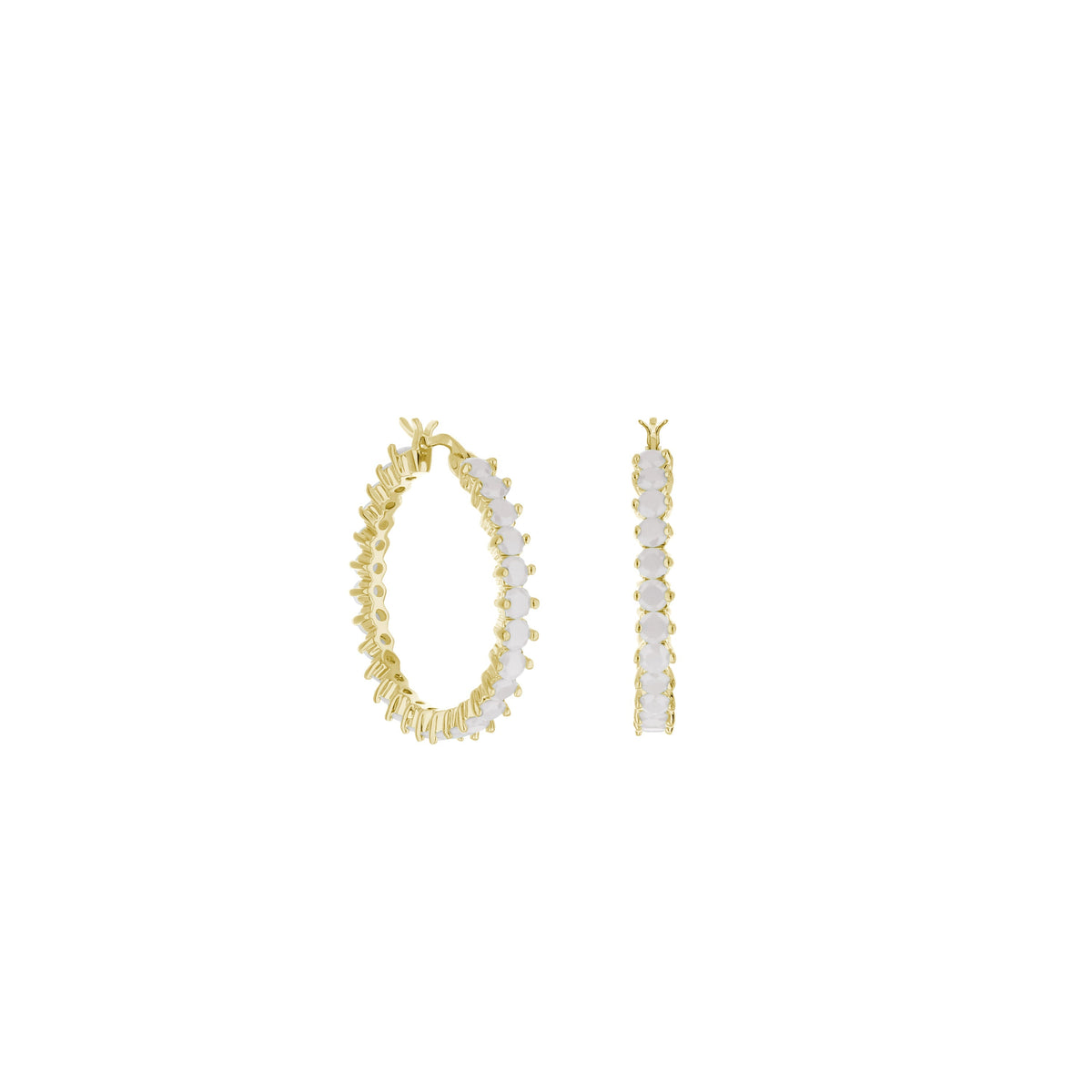 Pave Hoop Earrings — Oval Stone Row